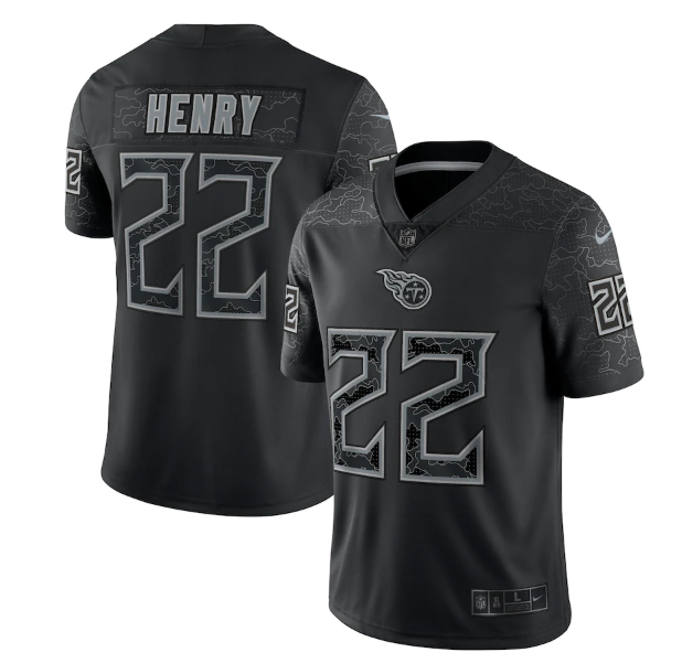 Men's Tennessee Titans #22 Derrick Henry Black Reflective Limited Stitched Football Jersey